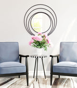 Luna Black Round Mirror
