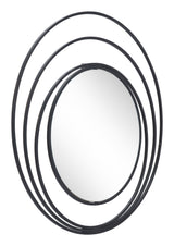 Luna Black Round Mirror