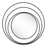 Luna Black Round Mirror