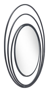 Luna Black Round Mirror