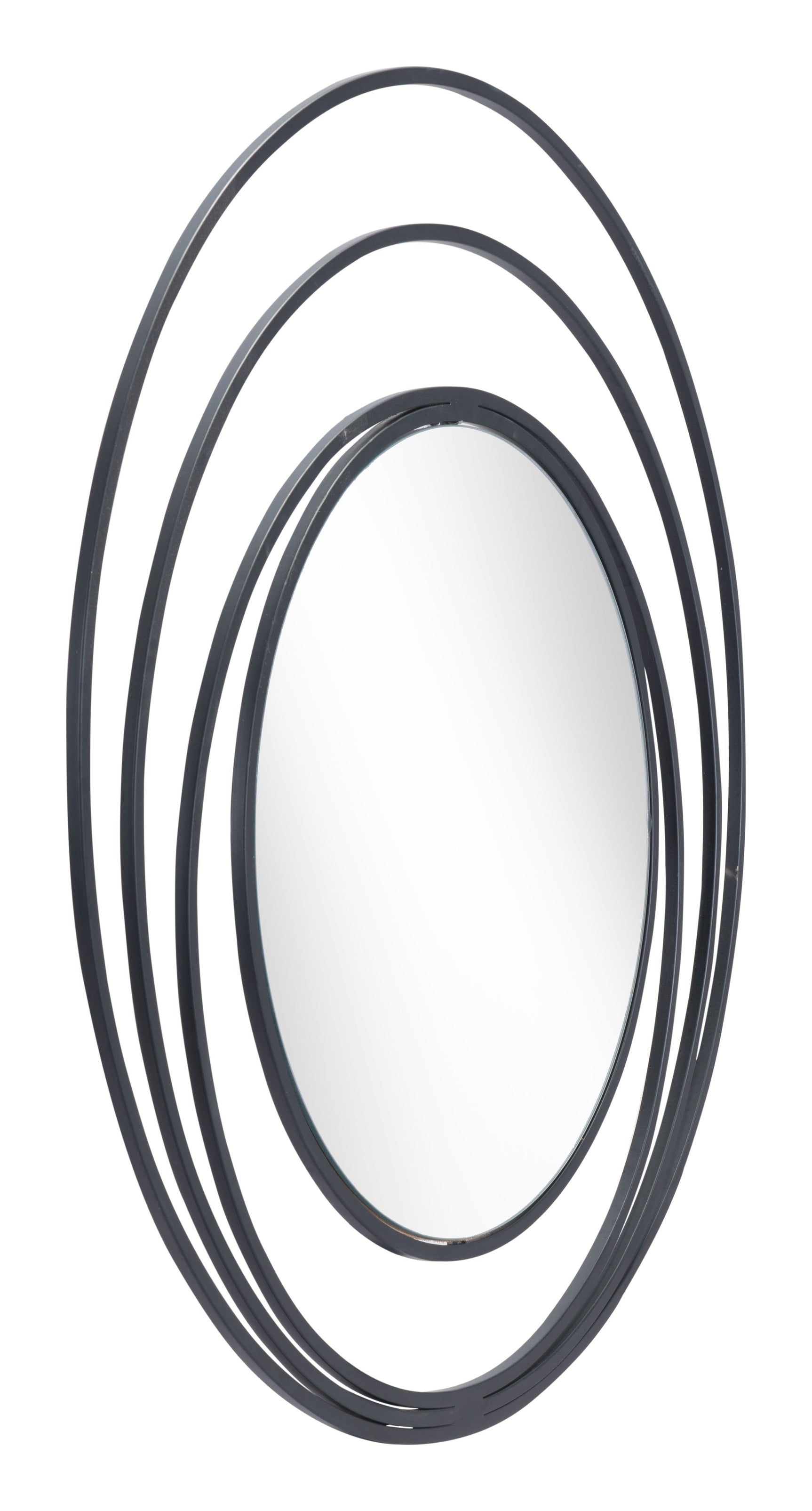 Luna Black Round Mirror
