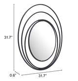 Luna Black Round Mirror