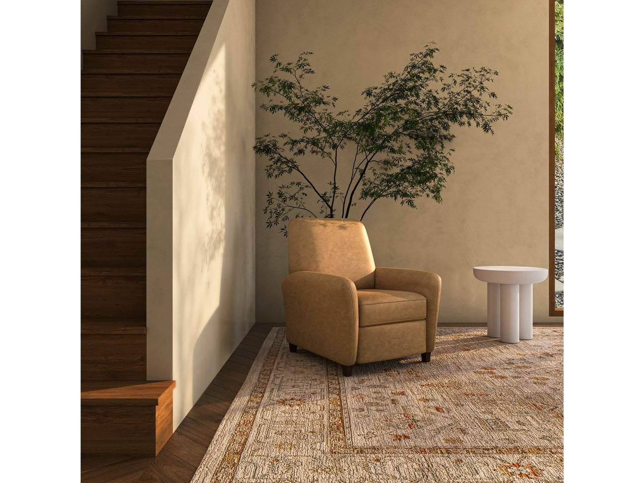 Luna Tan Leather Recliner Chair - Ornate Home