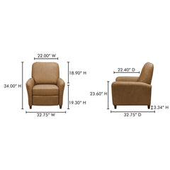 Luna Tan Leather Recliner Chair - Ornate Home