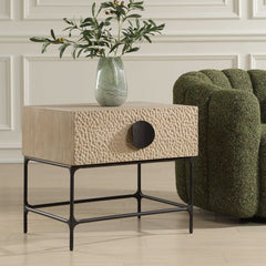 Lunar Black/Woodtone Wooden Side Table - Ornate Home