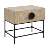 Lunar Black/Woodtone Wooden Side Table - Ornate Home