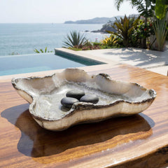 Lunara Gray/White Indoor-Outdoor Stone Bowl - Ornate Home