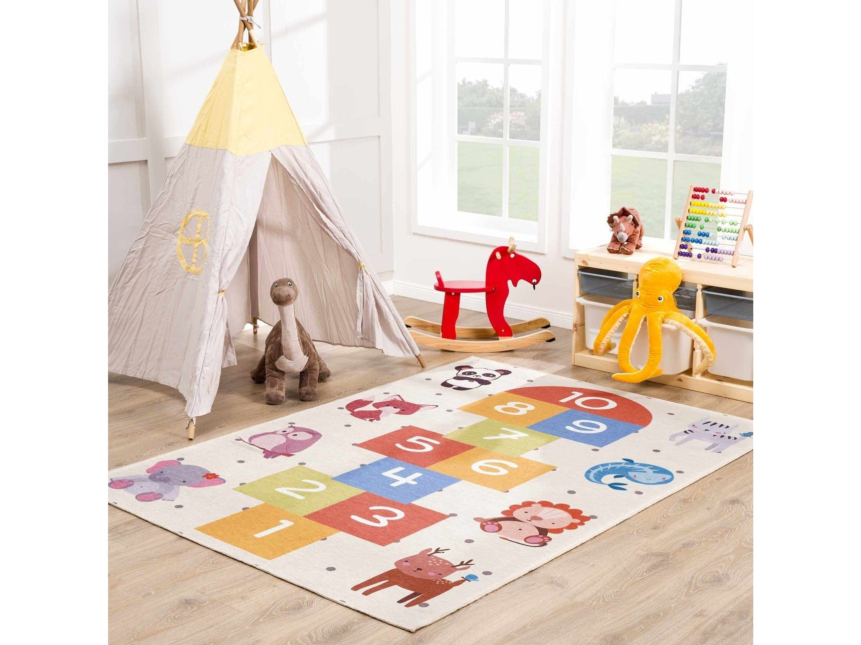 Lundy Washable Kids Hopscotch Colorful Rug - Ornate Home