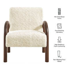 Lunet Ecru Faux Shearling Accent Armchair - Ornate Home