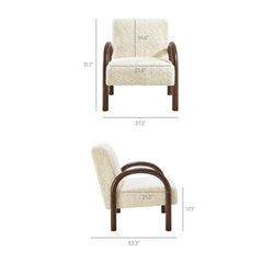 Lunet Ecru Faux Shearling Accent Armchair - Ornate Home