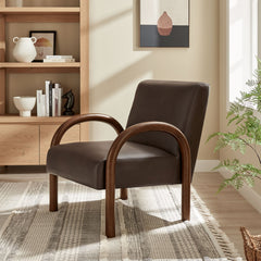 Lunet Espresso Faux Leather Upholstered Accent Chair - Ornate Home