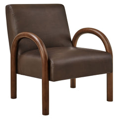 Lunet Espresso Faux Leather Upholstered Accent Chair - Ornate Home