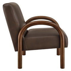 Lunet Espresso Faux Leather Upholstered Accent Chair - Ornate Home