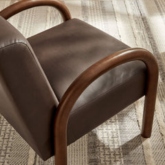 Lunet Espresso Faux Leather Upholstered Accent Chair - Ornate Home