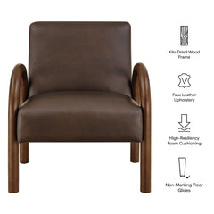 Lunet Espresso Faux Leather Upholstered Accent Chair - Ornate Home
