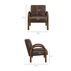 Lunet Espresso Faux Leather Upholstered Accent Chair - Ornate Home
