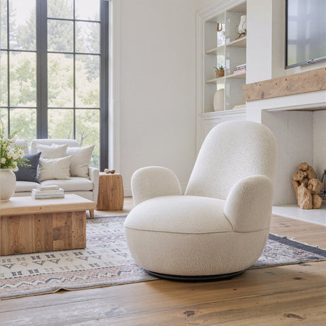 Lunet Ivory Swivel Chair - Ornate Home