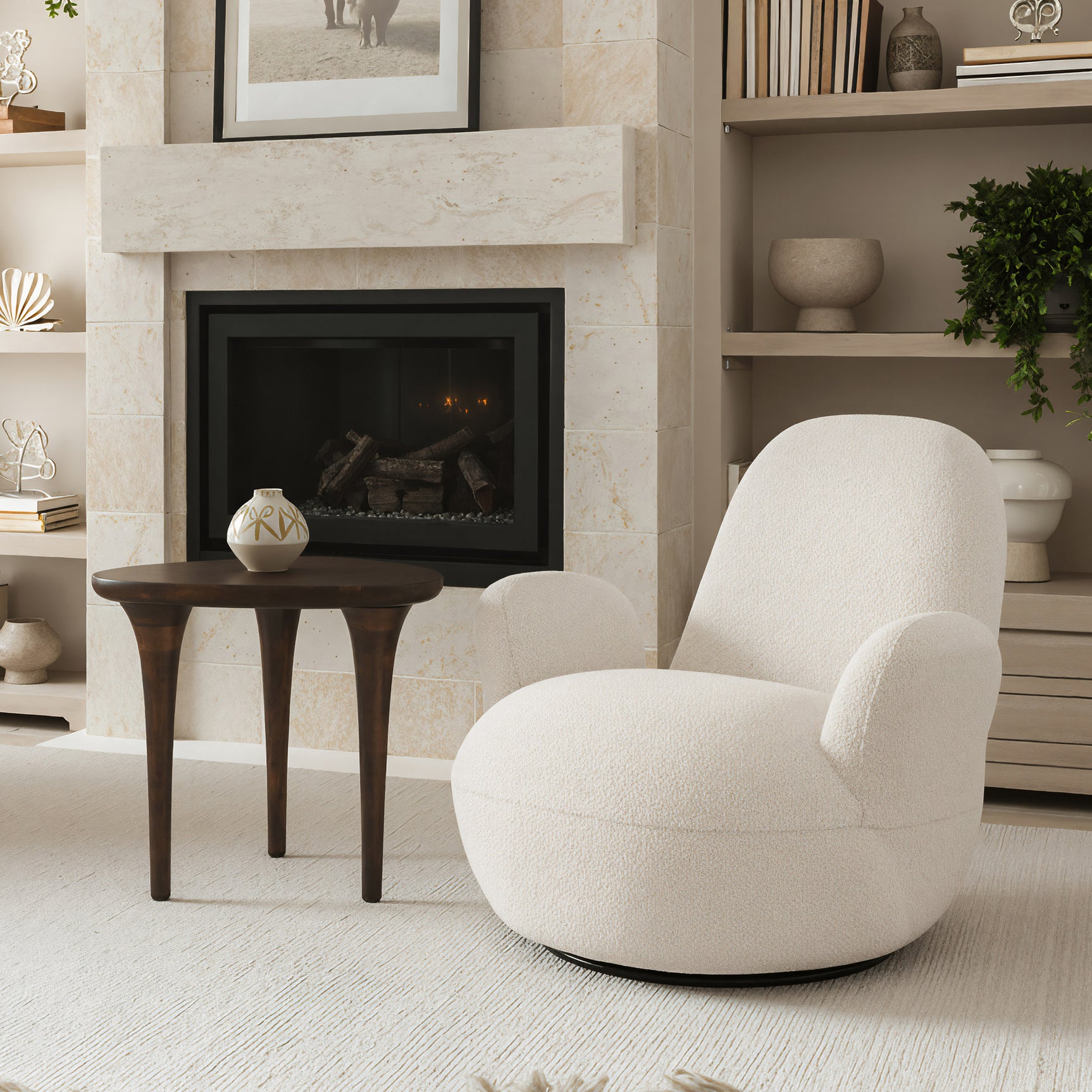Lunet Ivory Swivel Chair