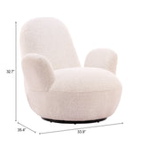 Lunet Ivory Swivel Chair