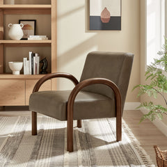 Lunet Mushroom Faux Leather Upholstered Accent Chair - Ornate Home