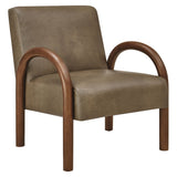 Lunet Mushroom Faux Leather Upholstered Accent Chair - Ornate Home