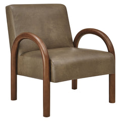 Lunet Mushroom Faux Leather Upholstered Accent Chair - Ornate Home