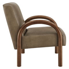 Lunet Mushroom Faux Leather Upholstered Accent Chair - Ornate Home