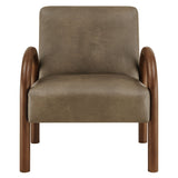 Lunet Mushroom Faux Leather Upholstered Accent Chair - Ornate Home