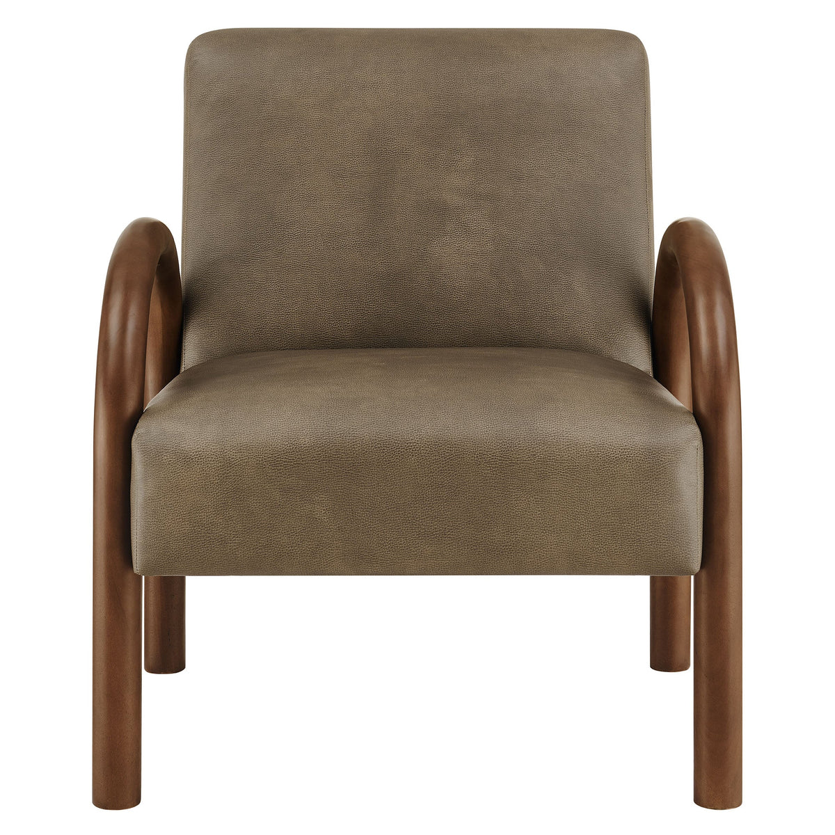 Lunet Mushroom Faux Leather Upholstered Accent Chair - Ornate Home