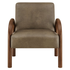 Lunet Mushroom Faux Leather Upholstered Accent Chair - Ornate Home