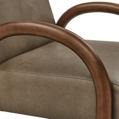 Lunet Mushroom Faux Leather Upholstered Accent Chair - Ornate Home