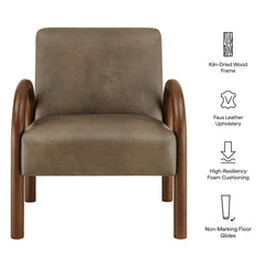 Lunet Mushroom Faux Leather Upholstered Accent Chair - Ornate Home
