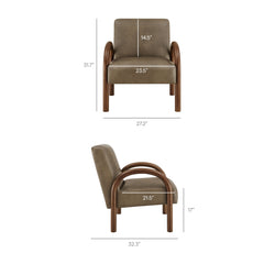 Lunet Mushroom Faux Leather Upholstered Accent Chair - Ornate Home