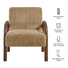 Lunet Sand Faux Shearling Accent Armchair - Ornate Home