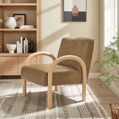 Lunet Toast Faux Leather Upholstered Accent Chair - Ornate Home