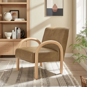 Lunet Toast Faux Leather Upholstered Accent Chair - Ornate Home