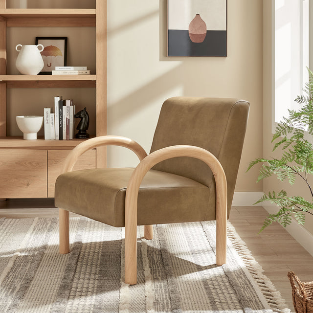 Lunet Toast Faux Leather Upholstered Accent Chair - Ornate Home