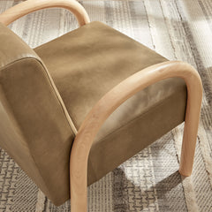 Lunet Toast Faux Leather Upholstered Accent Chair - Ornate Home