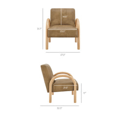 Lunet Toast Faux Leather Upholstered Accent Chair - Ornate Home