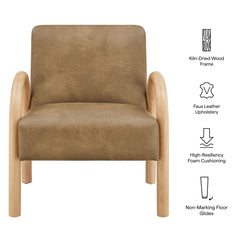 Lunet Toast Faux Leather Upholstered Accent Chair - Ornate Home