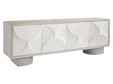Lunula Sand Grey/Vellum/Flaxen Entertainment Credenza - Ornate Home