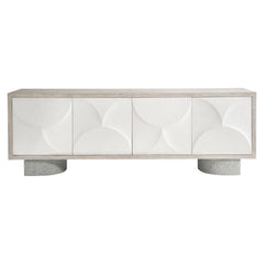 Lunula Sand Grey/Vellum/Flaxen Entertainment Credenza - Ornate Home