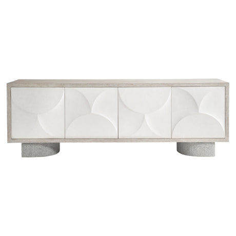 Lunula Sand Grey/Vellum/Flaxen Entertainment Credenza - Ornate Home