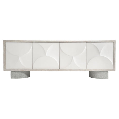 Lunula Sand Grey/Vellum/Flaxen Entertainment Credenza - Ornate Home
