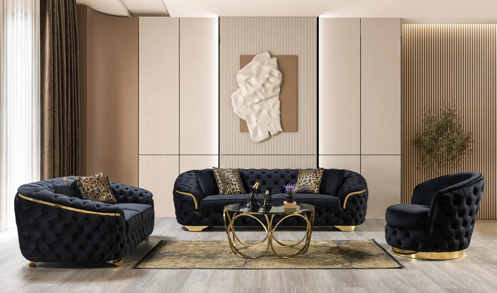 Lupino Black Velvet Chair - Ornate Home