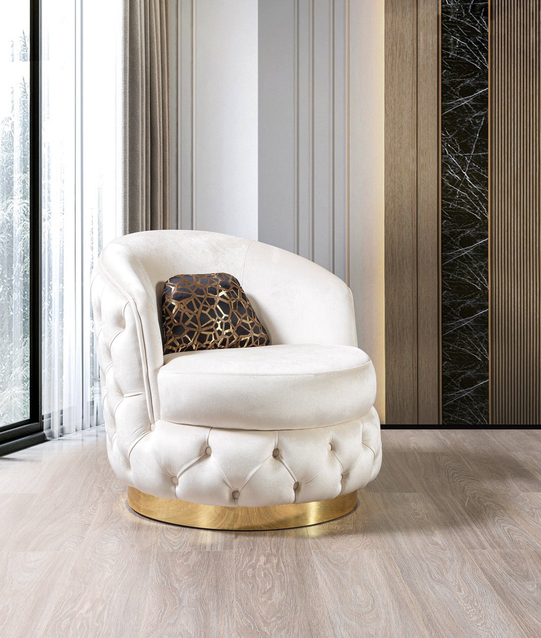 Lupino Ivory Velvet Chair - Ornate Home