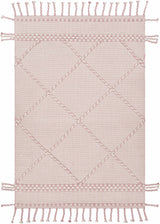 Lupton Pink Trellis Wool Rug with tassels - Clearance - Ornate Home