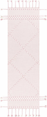 Lupton Pink Trellis Wool Rug with tassels - Clearance - Ornate Home