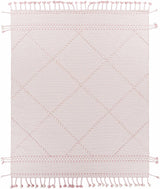 Lupton Pink Trellis Wool Rug with tassels - Clearance - Ornate Home