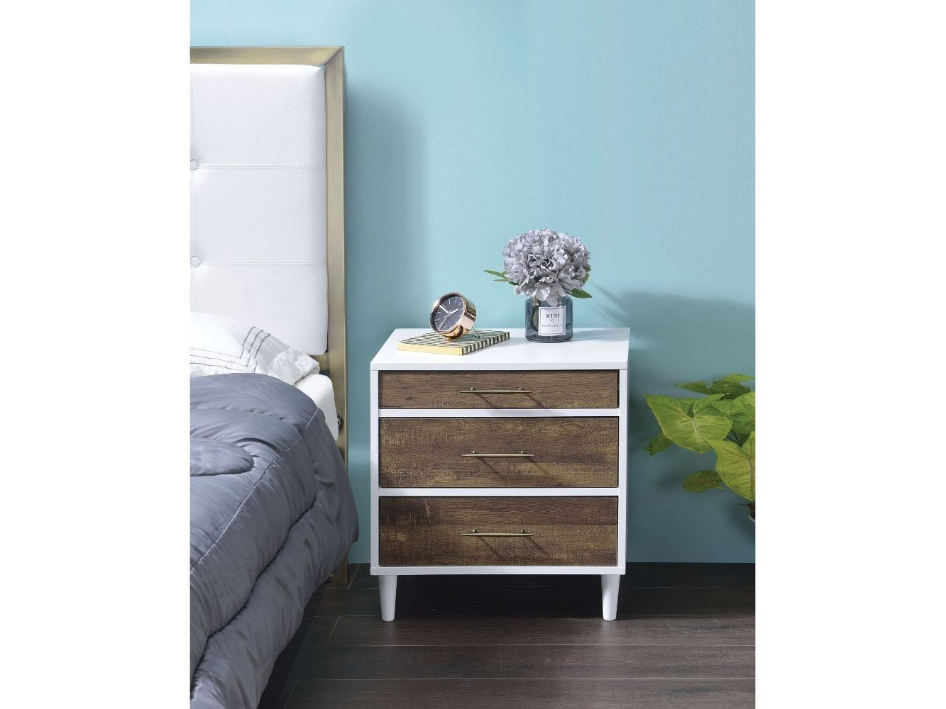 Lurel White & Weathered Oak Accent Table - Ornate Home